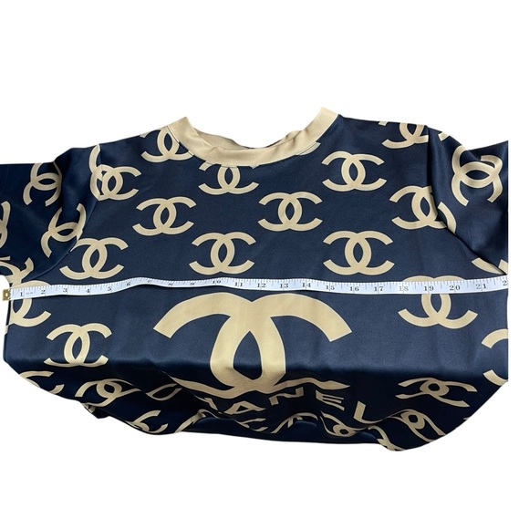 Designer Dark Blue and Gold Long Sleeve Pullover Top - Picture 9 of 11